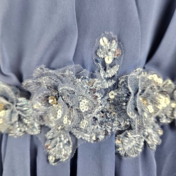 Pinup Womens Formal Plus Size 22W Blue Chiffon Mother Of The Bride Dress - Picture 8 of 16